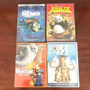 4 Family Movie DVD Lot Finding Nemo Ice Age King Fu Panda Horton Disney Pixar